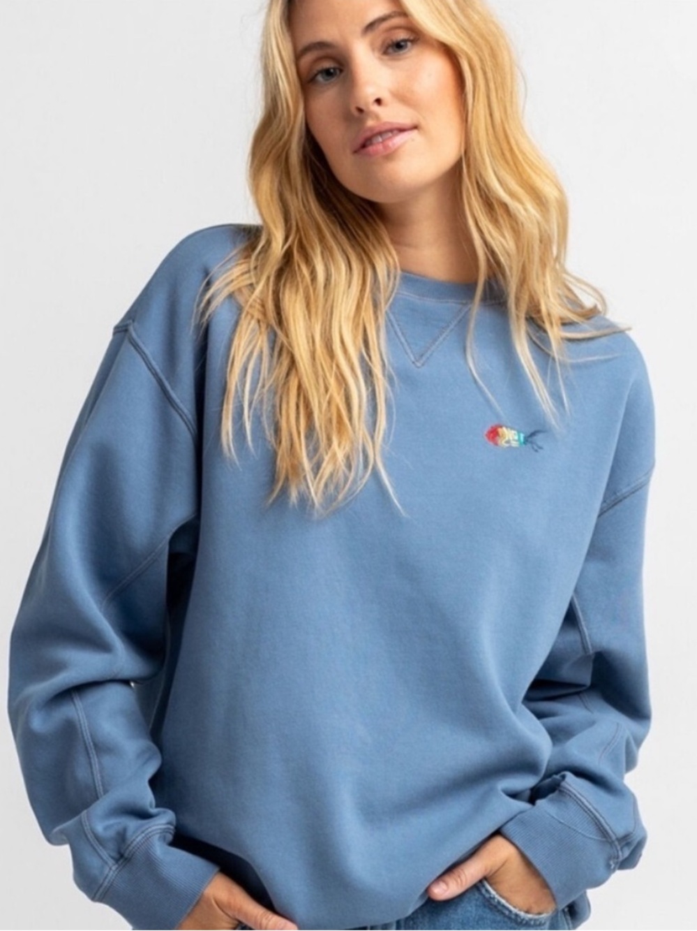 Billabong x Wrangler Limited Edition Blue Embroidered Crewneck Sweatshirt